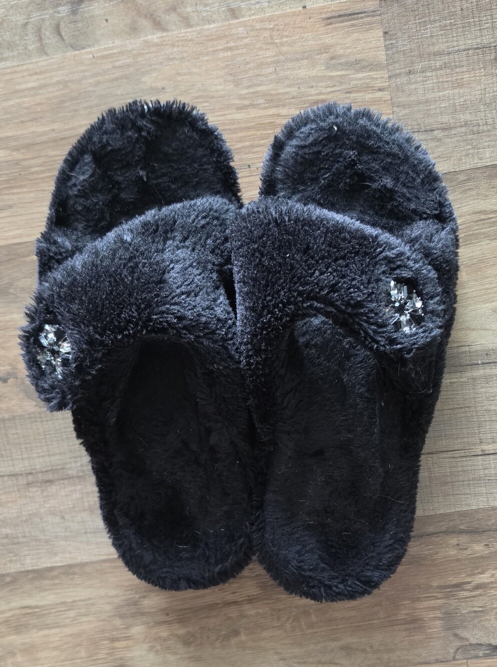 Vionic Black Plush Slide Slippers